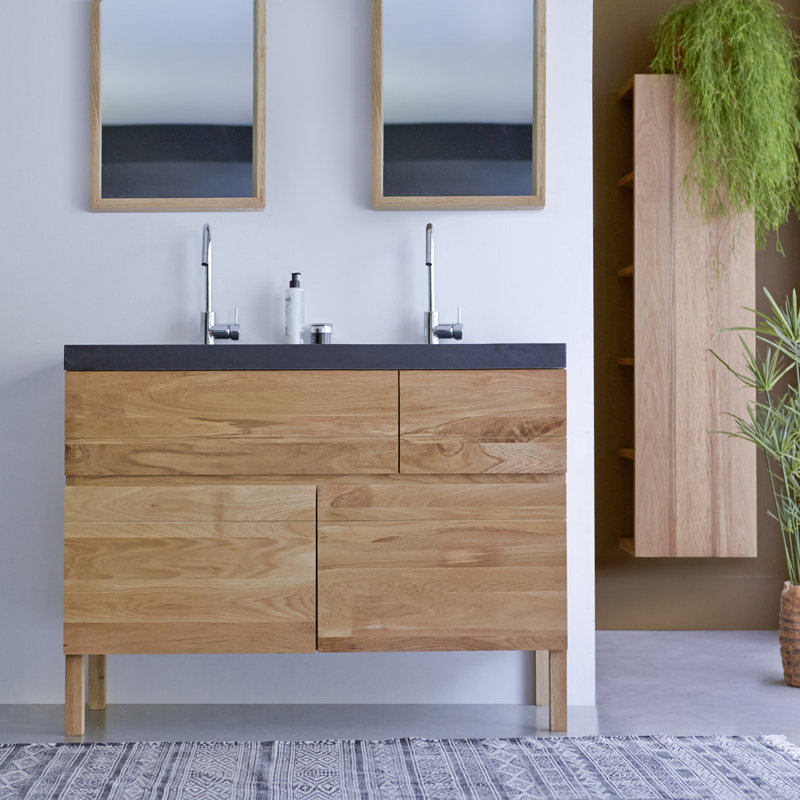 Tikamoon Easy Solid Oak 1200mm FreeStanding Double Vanity Unit